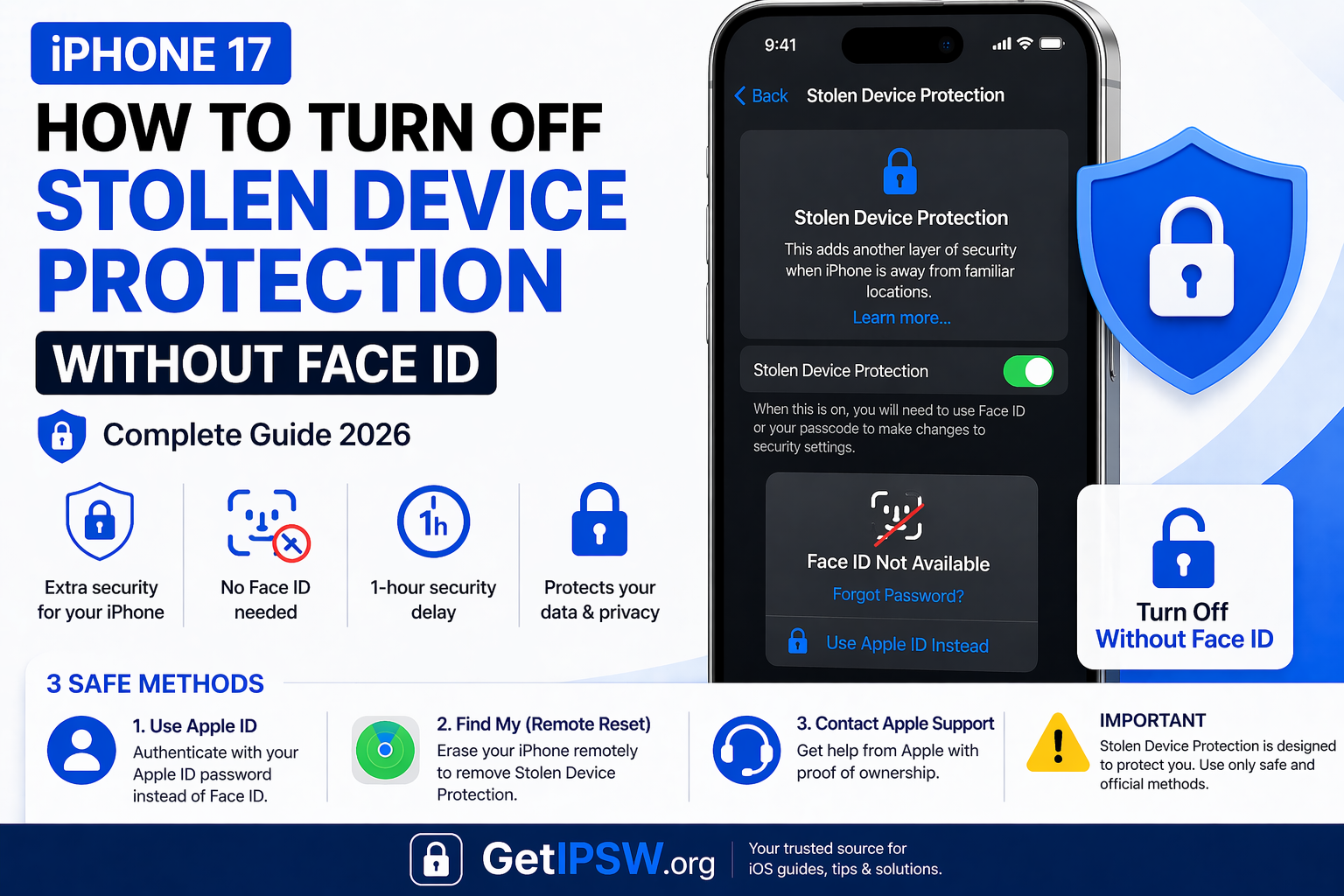 How to Turn Off Stolen Device Protection Without Face ID on iPhone 17 (Complete Guide 2026)